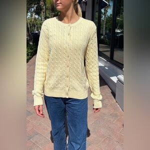BRANDY MELVILLE AMALIE CARDIGAN Cable Knit IN BUTTER CREAM YELLOW COLOR